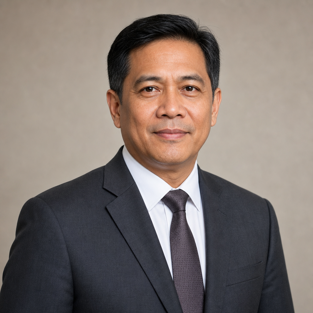 Professional headshot of Atty. Ramon V. dela Cruz in a charcoal suit with a neutral background