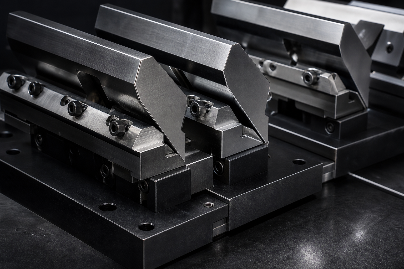 Precision bending clamps with machined steel jaws and polished fixtures