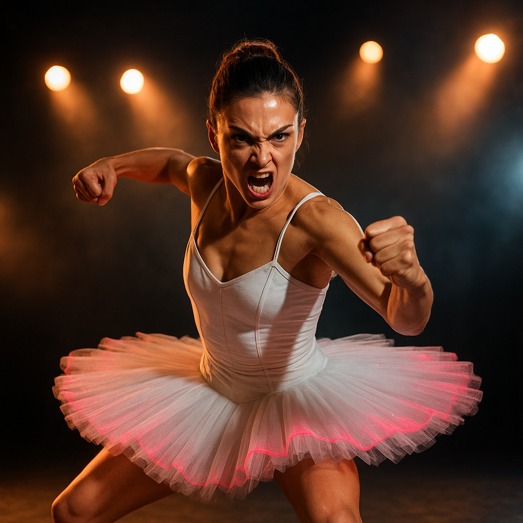 The Swan Smasher in a dramatic stage fighting pose