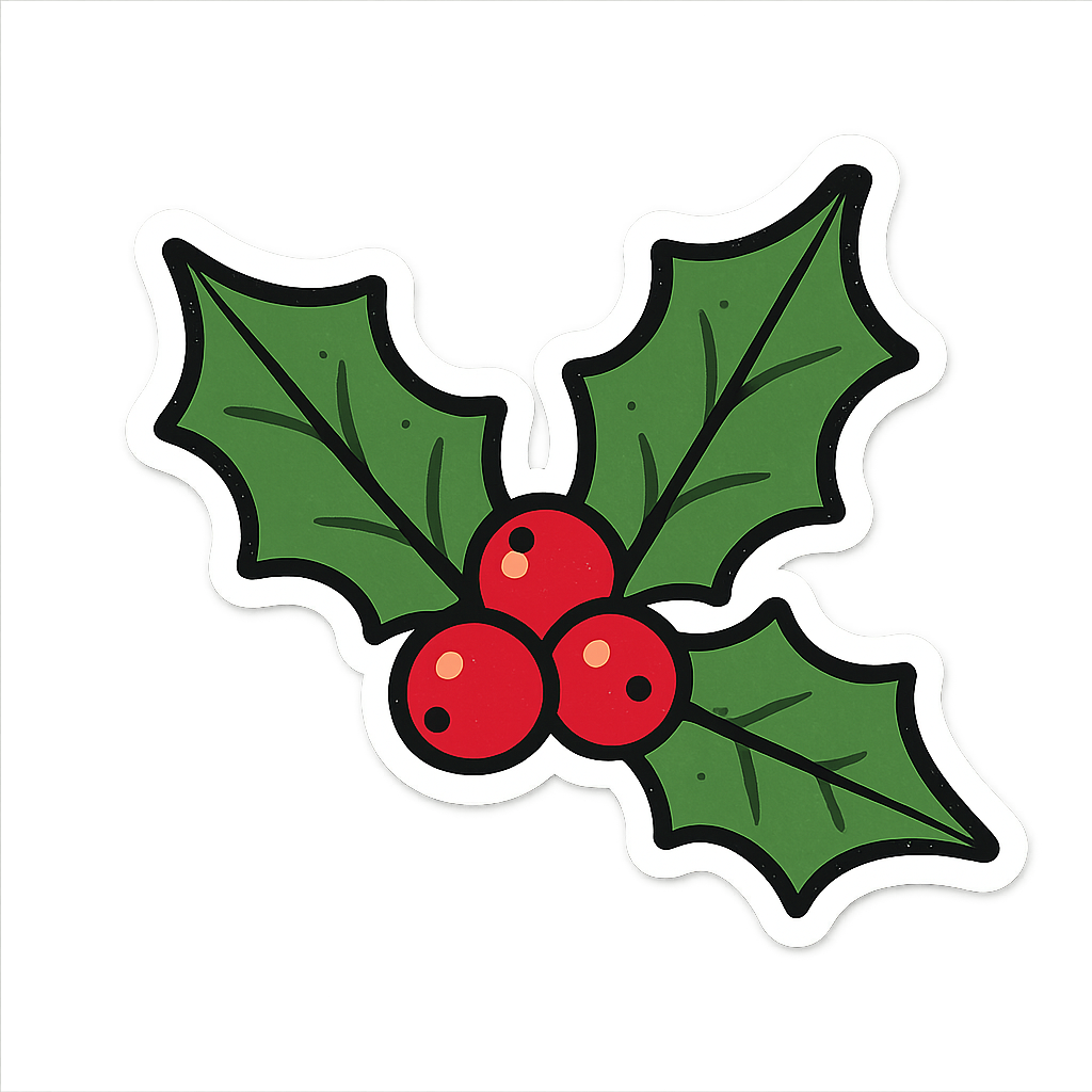 Christmas holly sticker