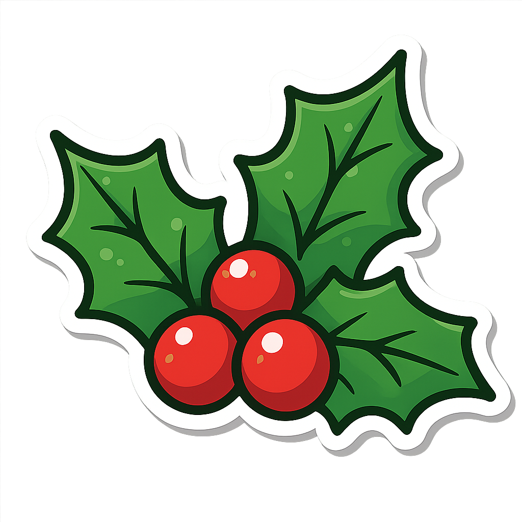 Christmas holly sticker