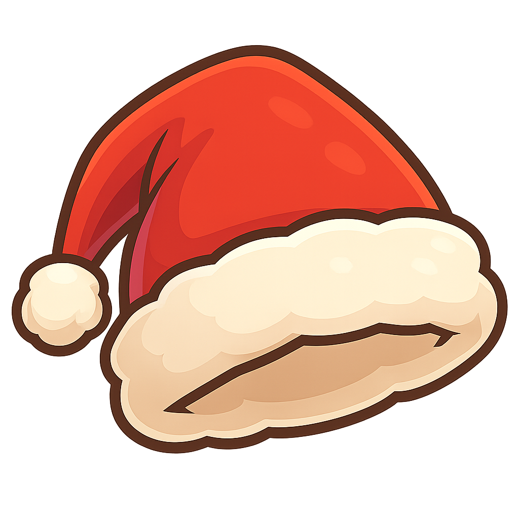 Santa hat above logo