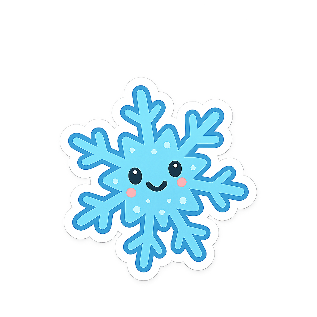 Festive snowflake sticker in bottom-left