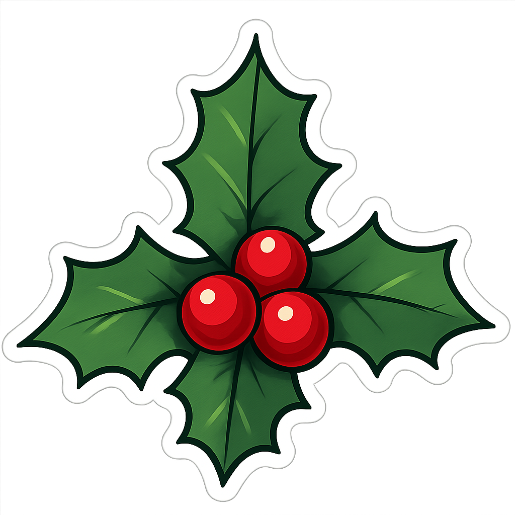 Festive holly sticker