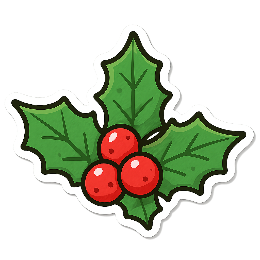 Festive holly sticker