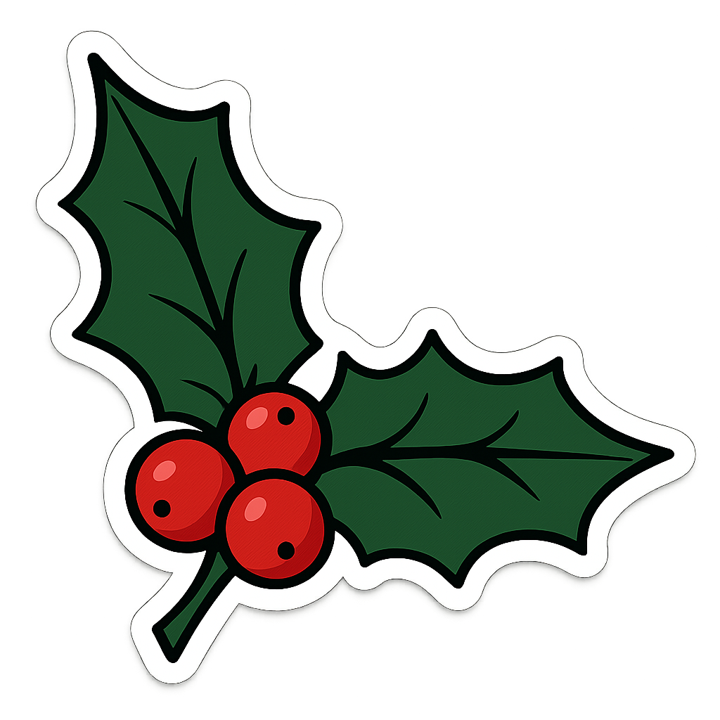 Festive holly sticker