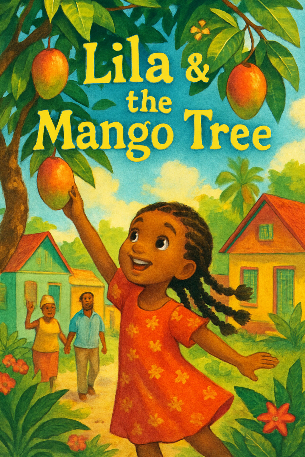 Preview of Lila & the Mango Tree storybook cover, colorful Jamaican scenery