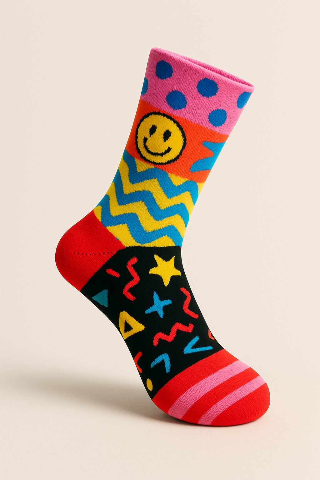 Playful bold Souls Socks design: colorful, mismatched, high-energy style