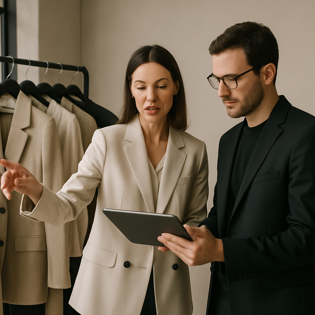 Professional client meeting in a contemporary showroom