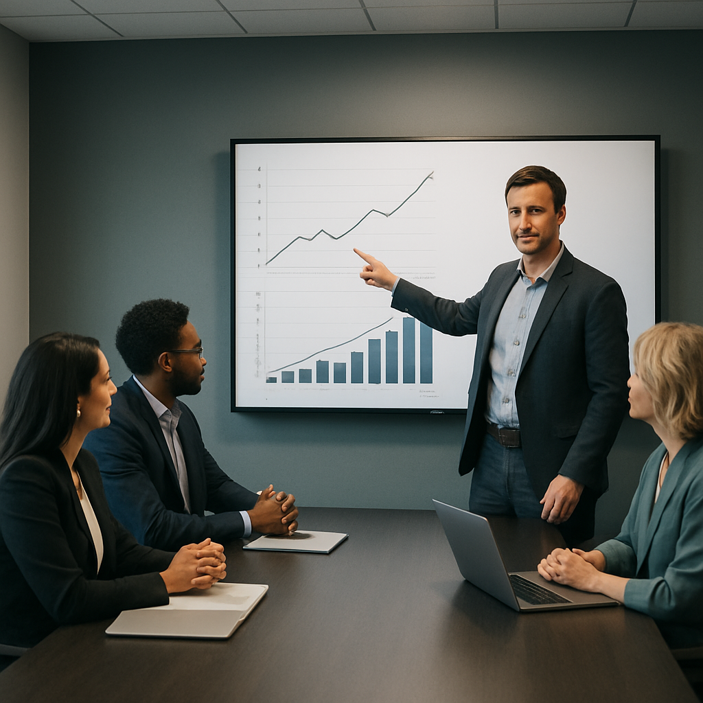 Agency strategists presenting growth results to a client