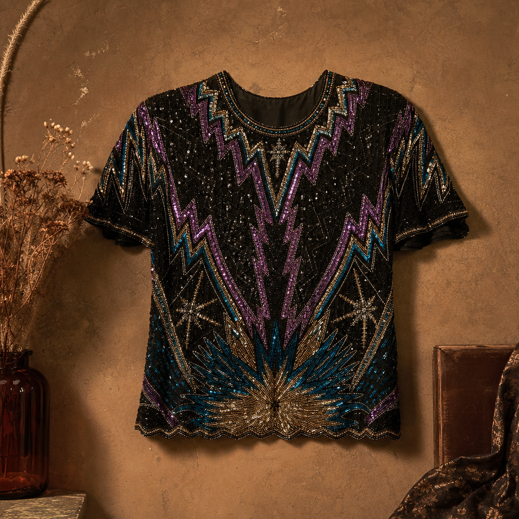Electric Midnight Sequin Top