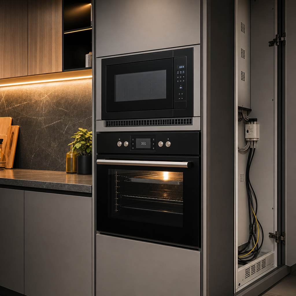 Integrated appliances with concealed panels and clean ventilation gaps
