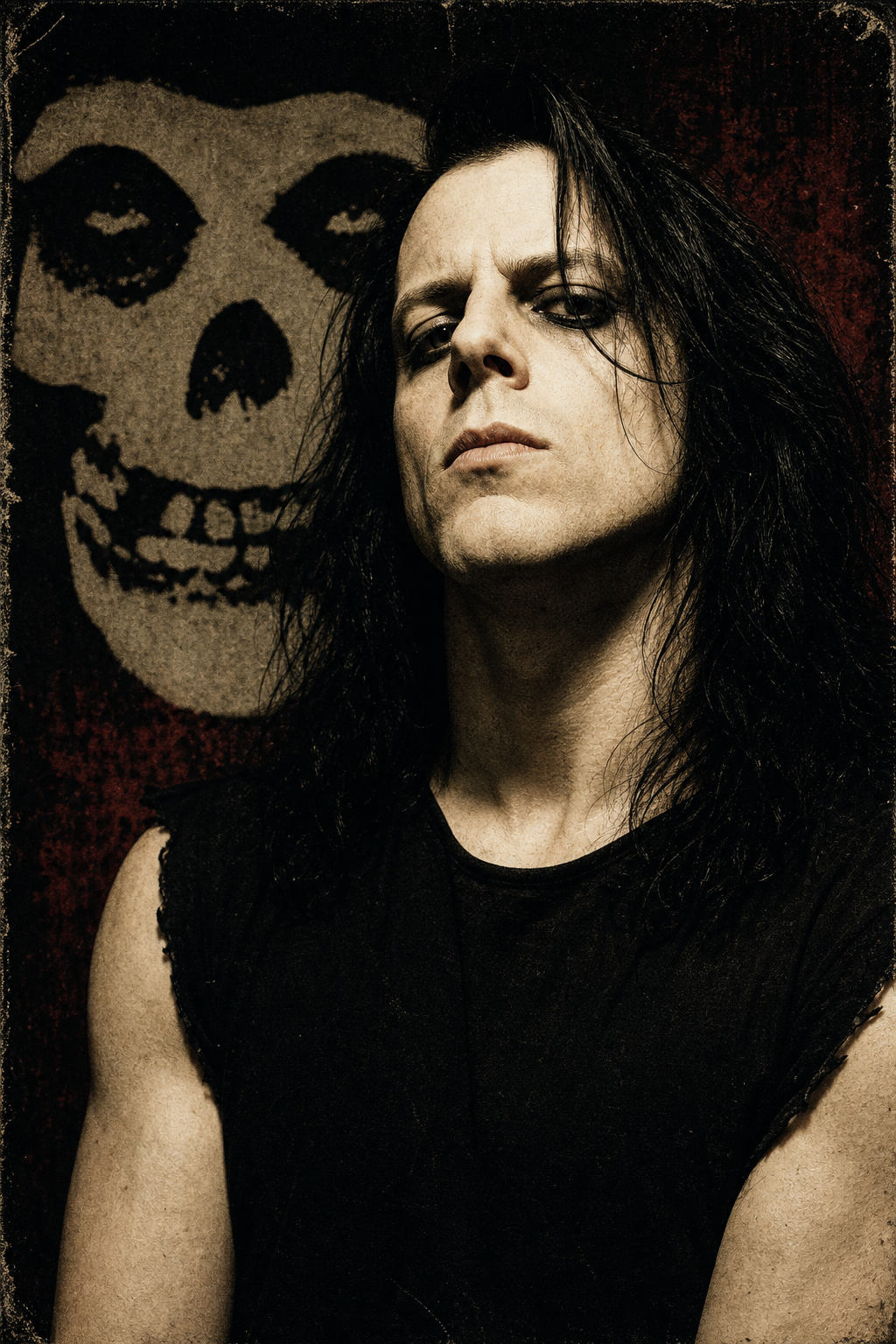 Poster-style portrait of Glenn Danzig, Vocals in the Misfits