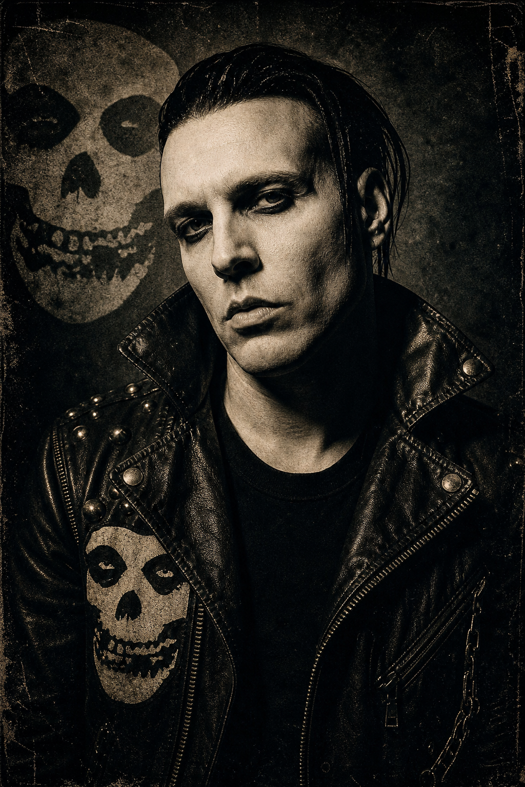 Poster-style portrait of Michale Graves, Vocals in the Misfits