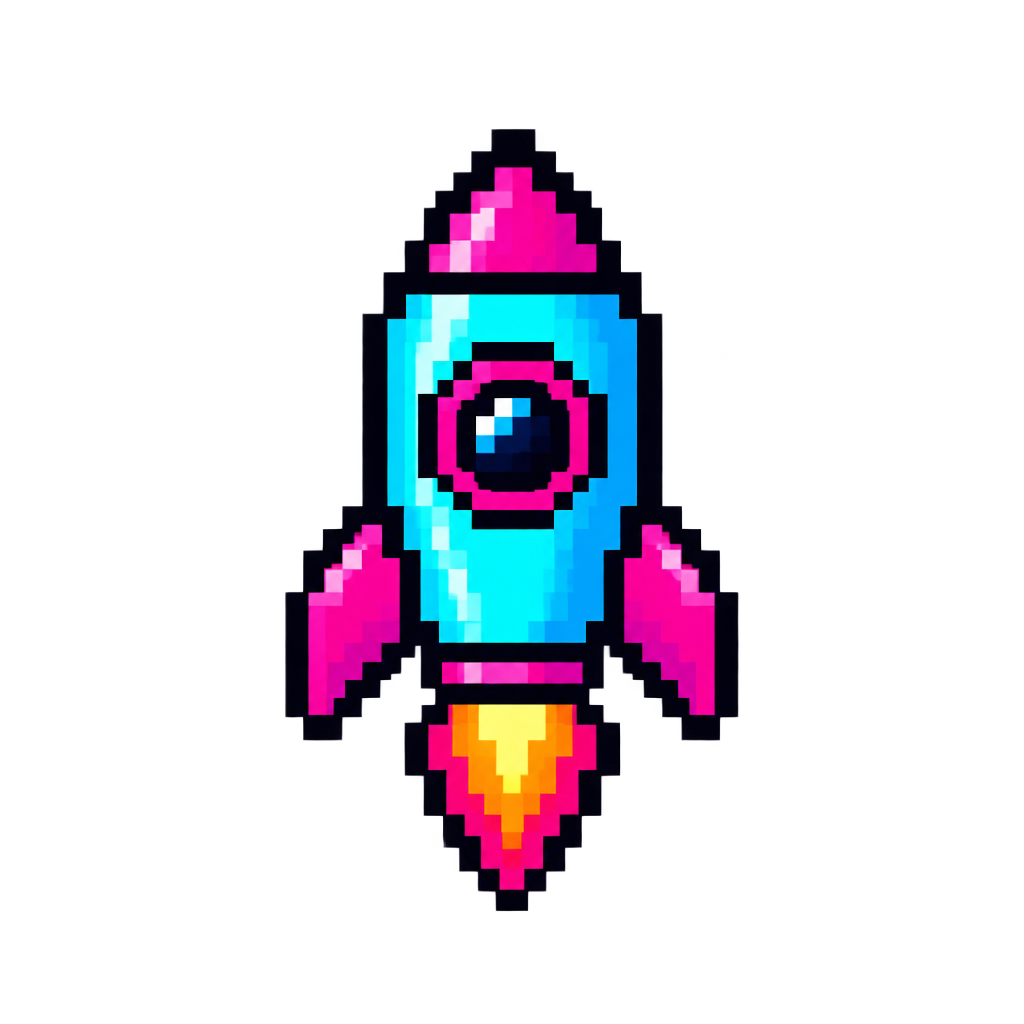 Pixel rocket icon for pump launch