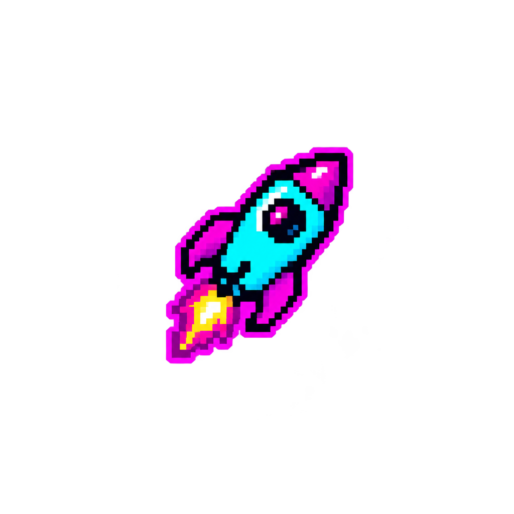 Pixel rocket sticker icon