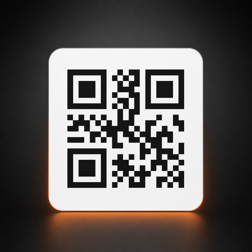 Minimal QR code placeholder with clean geometric squares for the installation guide