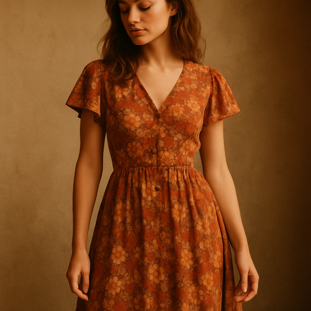 Retro Floral Midi Dress