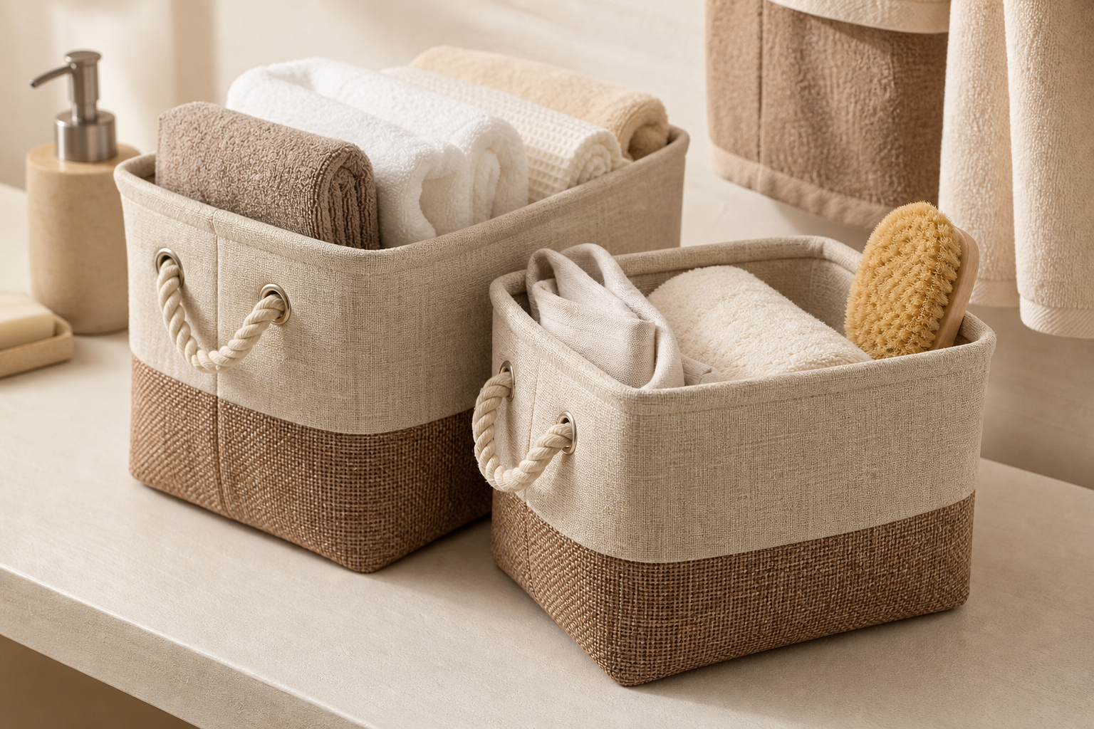 Bath Linen Storage Fabric Baskets