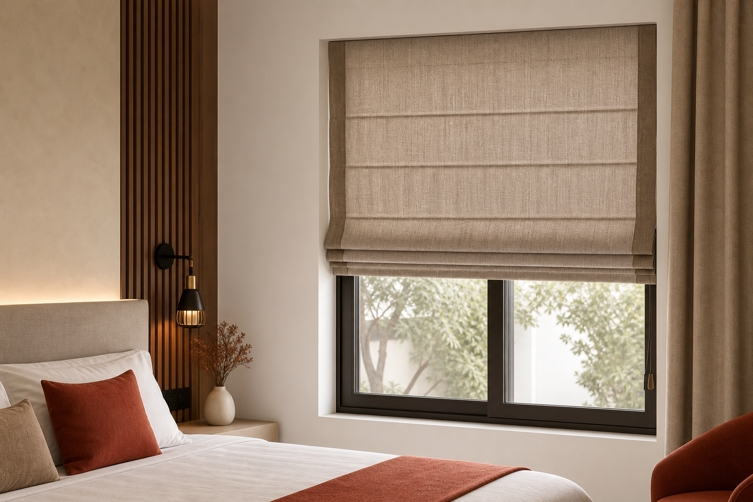 Structured fabric window solutions for interior furnishing projects.