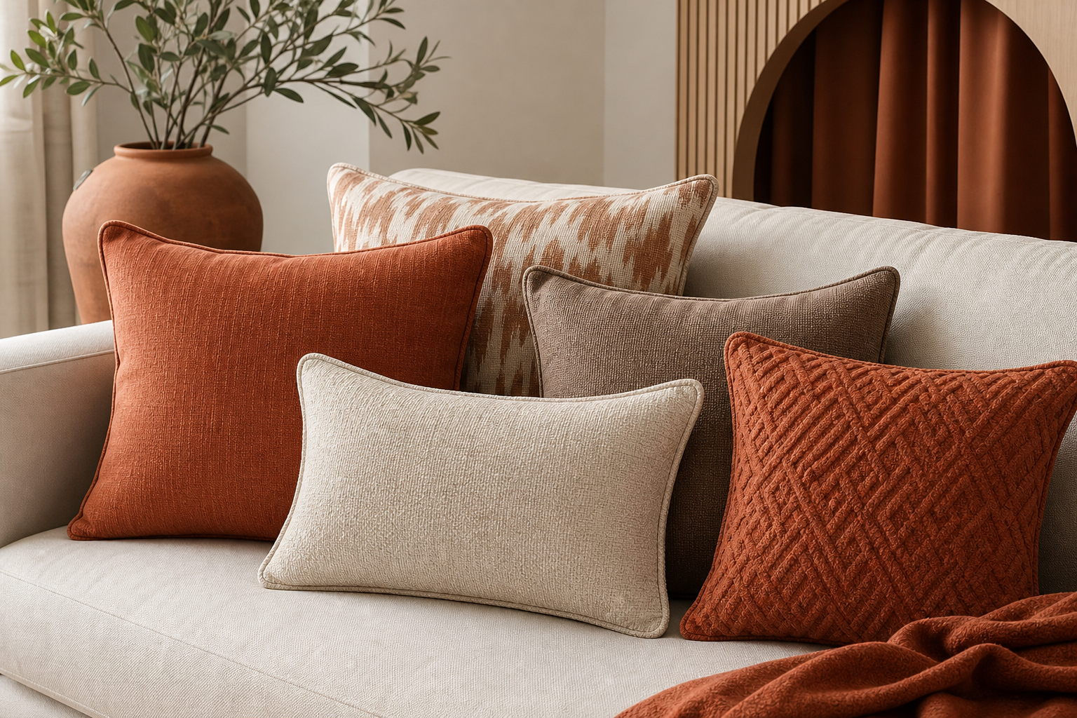 Soft furnishing accents for lounges, hotels and retail interiors.