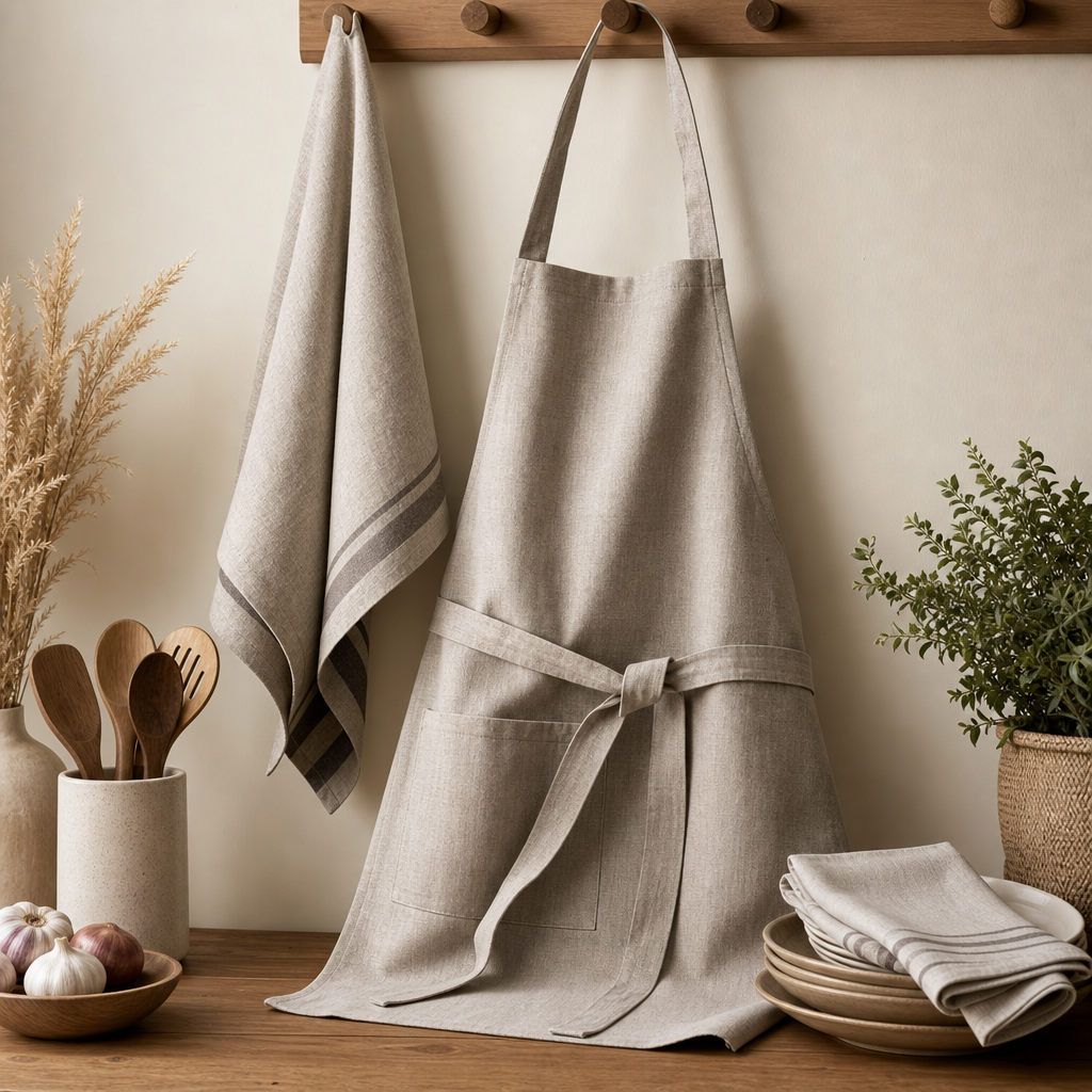 Linen Kitchen Apron & Tea Towel Pack product photo