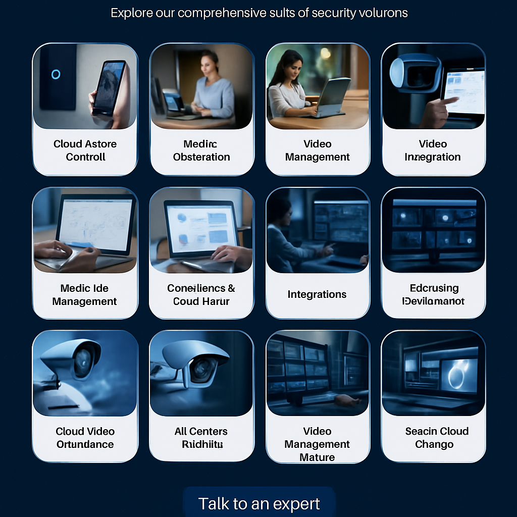 Eagle Eye Networks cloud video surveillance wall in a high-end security suite