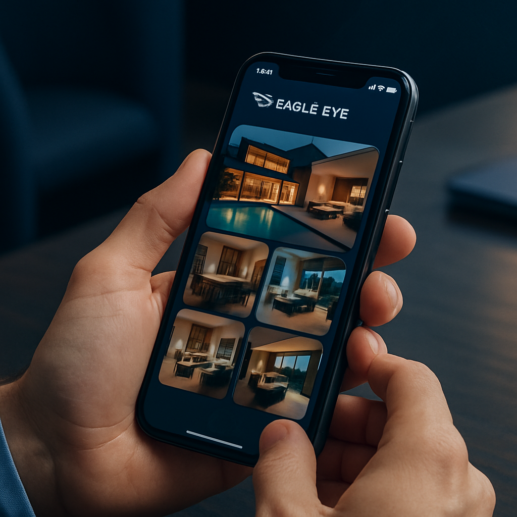 Eagle Eye mobile and remote video access on a luxury property manager's phone