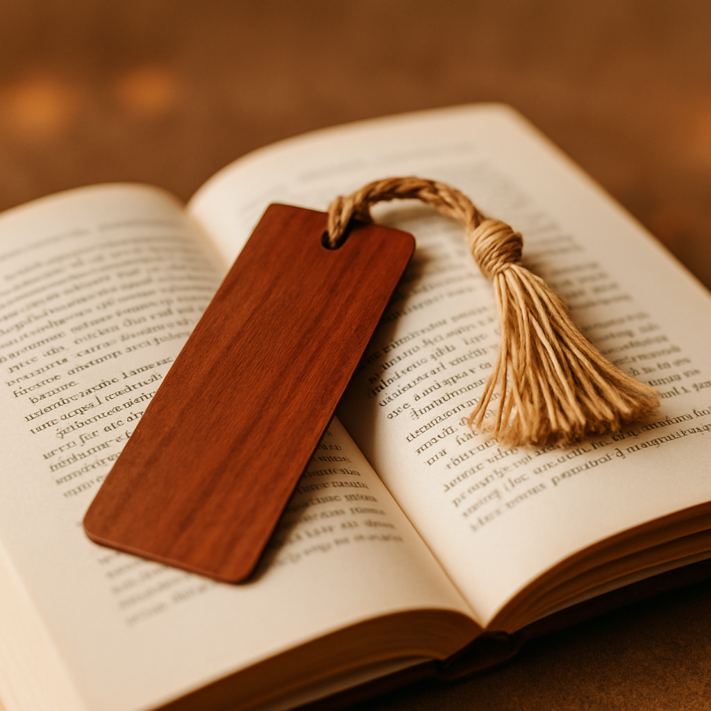 Custom cherry wood bookmark with tassel