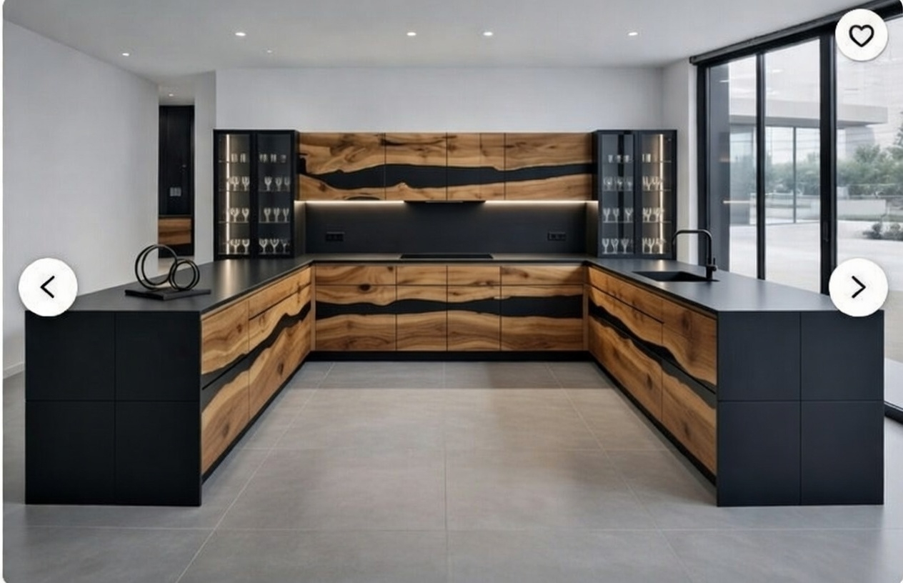 Assortment of WoodenLOX best-selling handcrafted solid wood kitchen shelves, pen holders, and decor, arranged on a rustic table