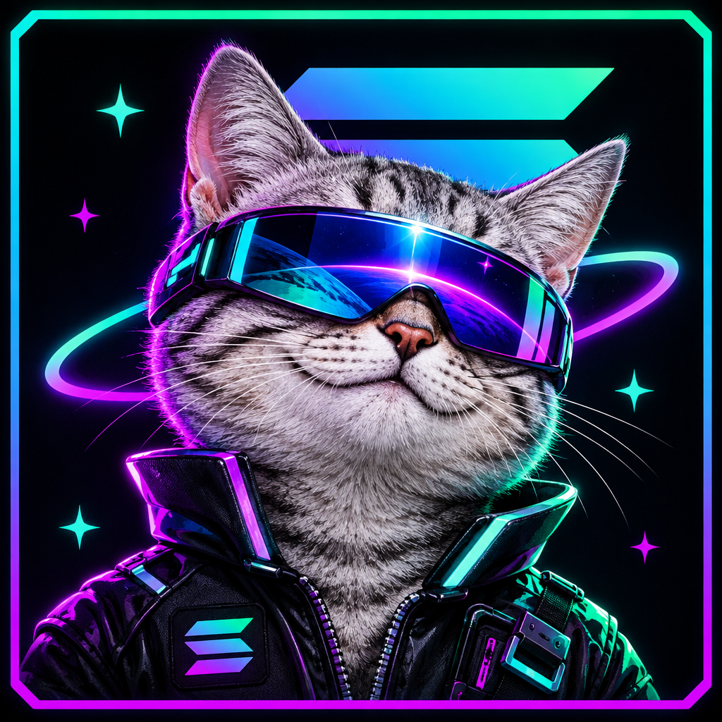 Mischievous meme cat with space-age swagger and chaotic internet-celebrity energy