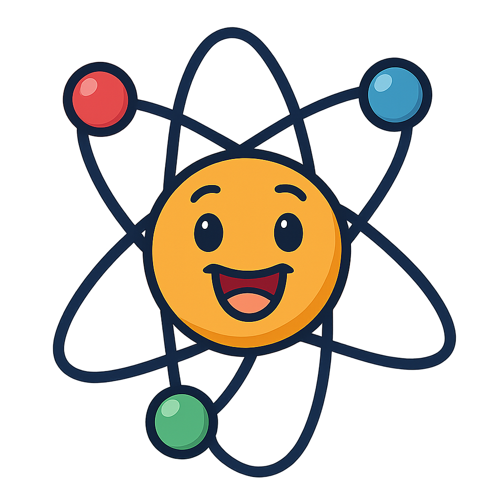 Atom with a smiling face