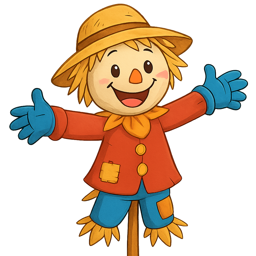 Happy scarecrow with a hat