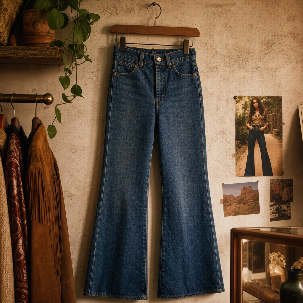 Classic High-Waist Denim in warm boutique light