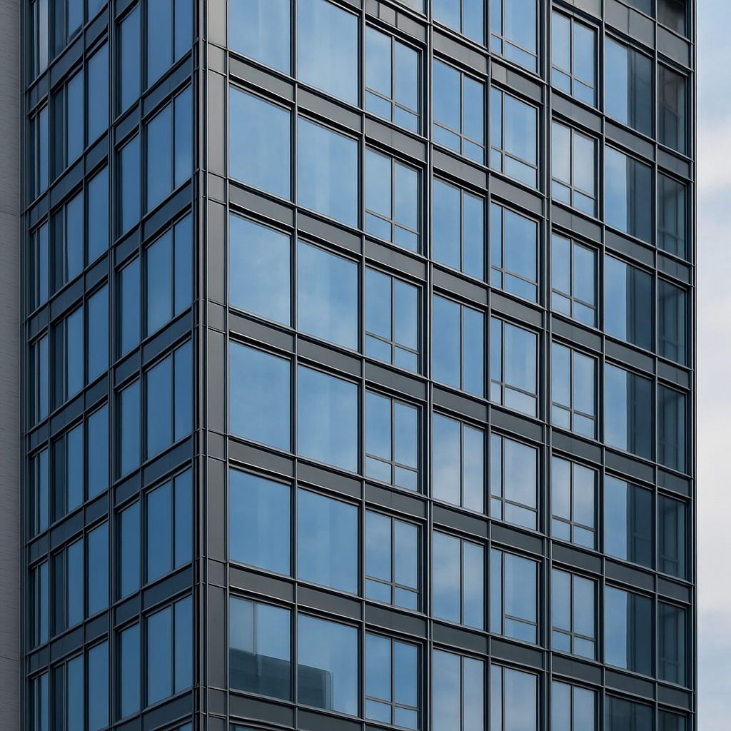 تلبيس مبنى بزجاج دبل عازل عالي الجودة