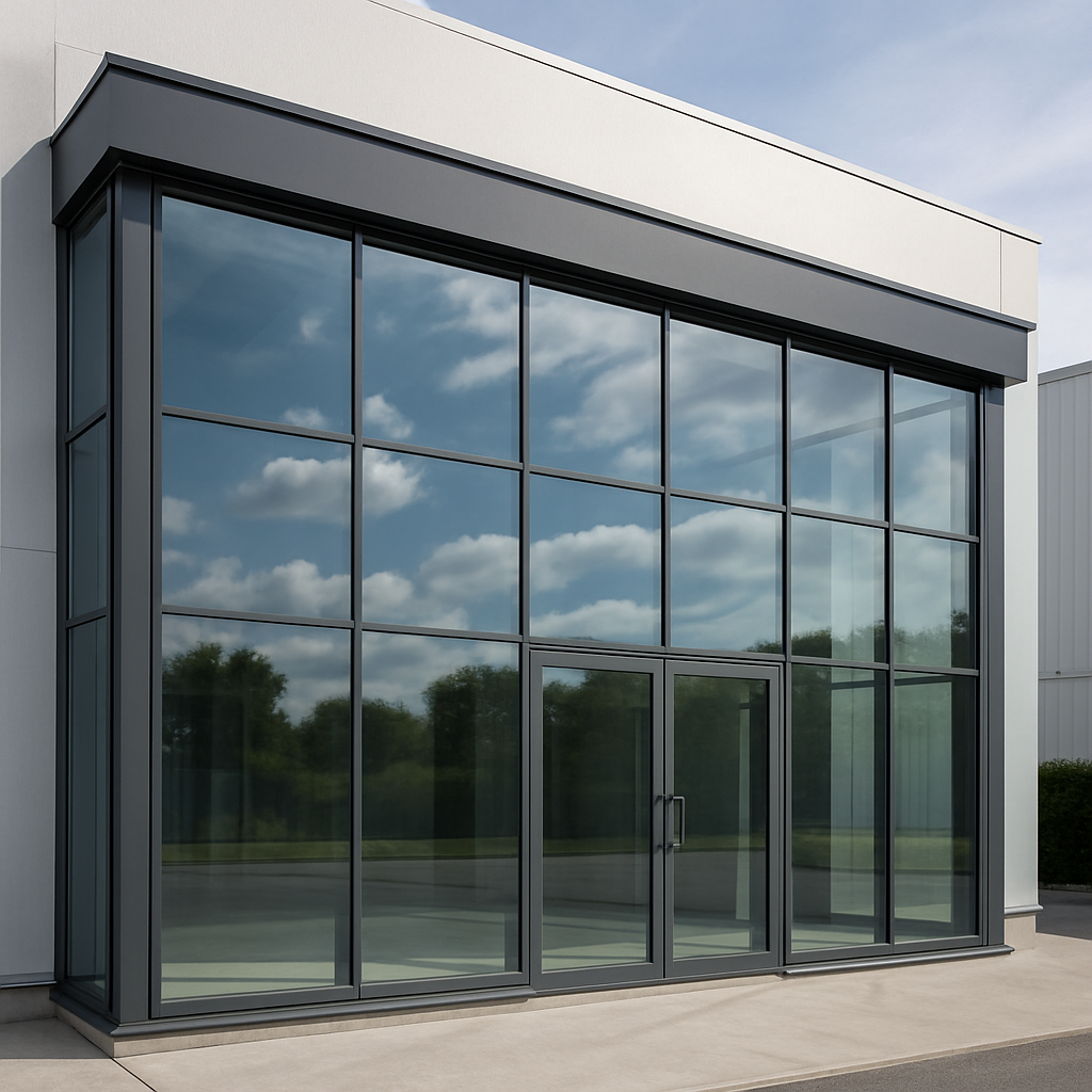 واجهة زجاجية حديثة لأحد المشاريع المنجزة