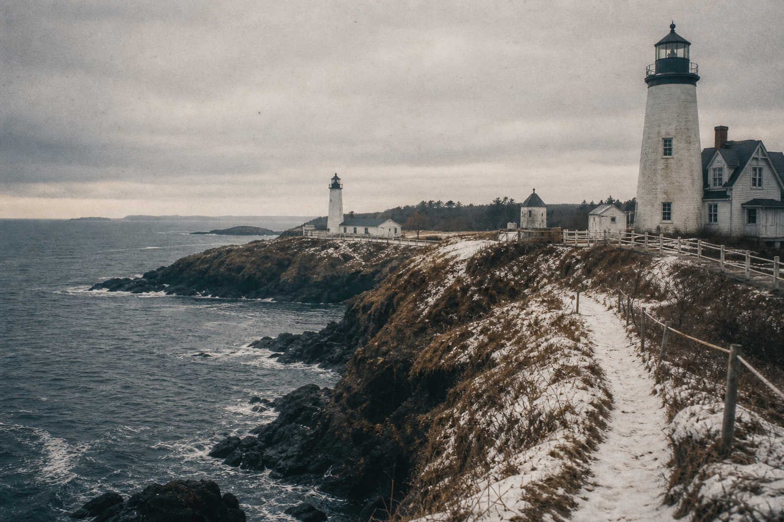 Archival lighthouse photograph for Towers in Winter