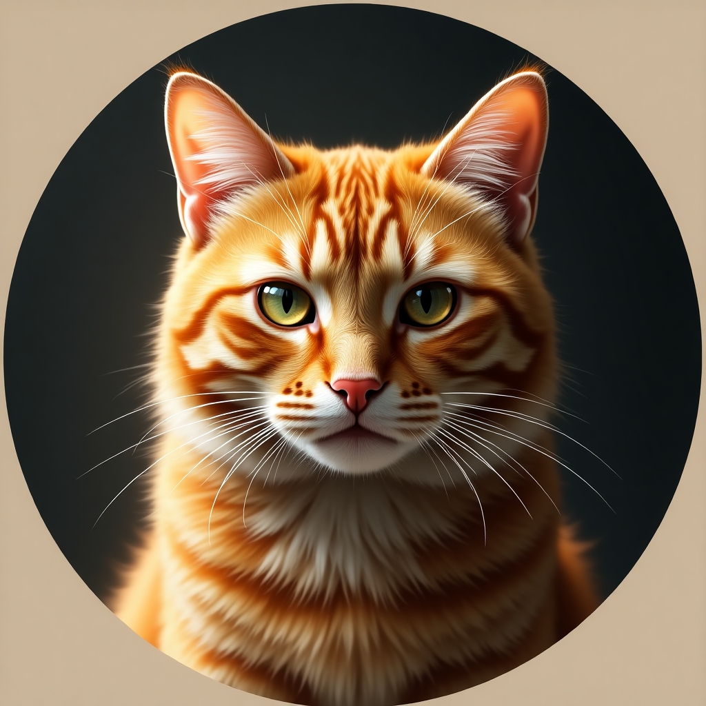 A realistic, lifelike ginger (red/orange) cat with soft, fluffy fur and a dramatic, serious expression. The cat looks directly at the viewer with piercing eyes and a poised, meme-worthy demeanor. Natural lighting, photorealistic.