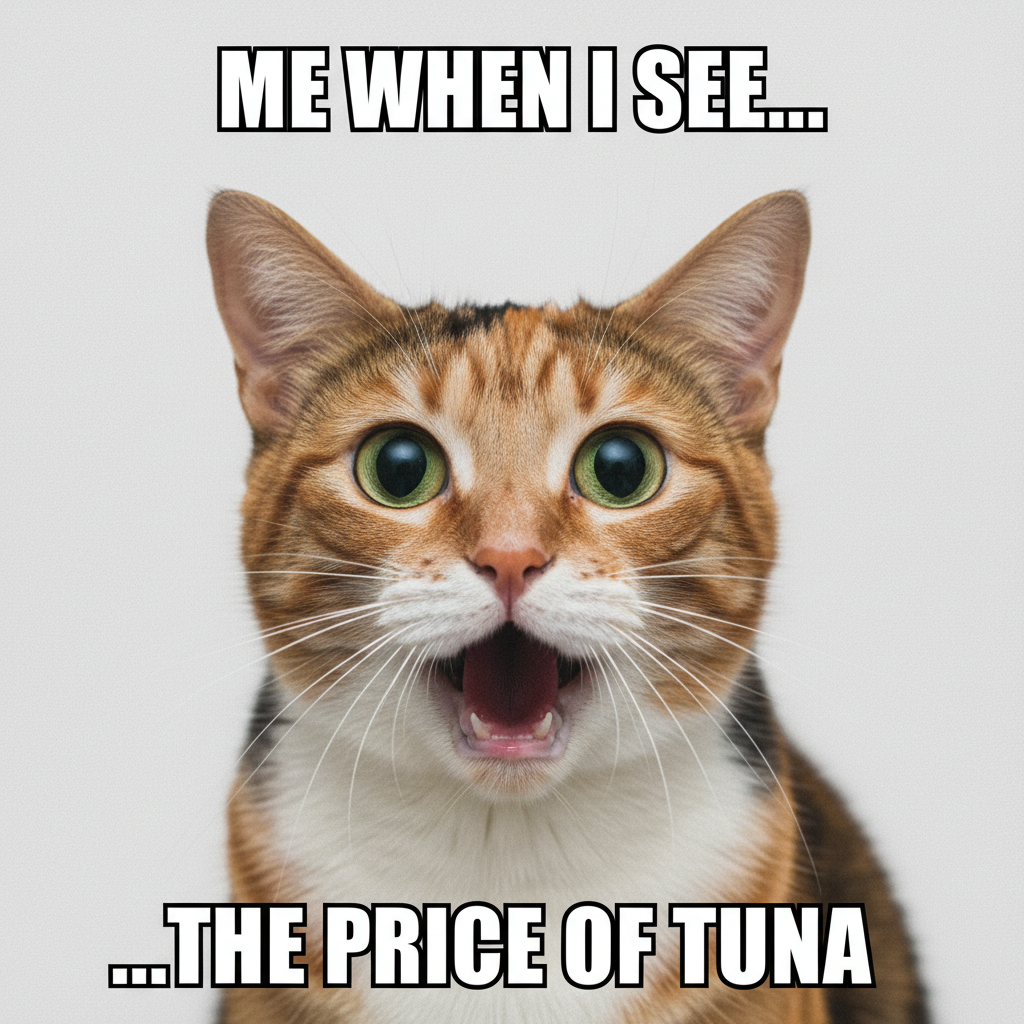 A wide-eyed cat with its mouth agape in pure shock, classic meme.