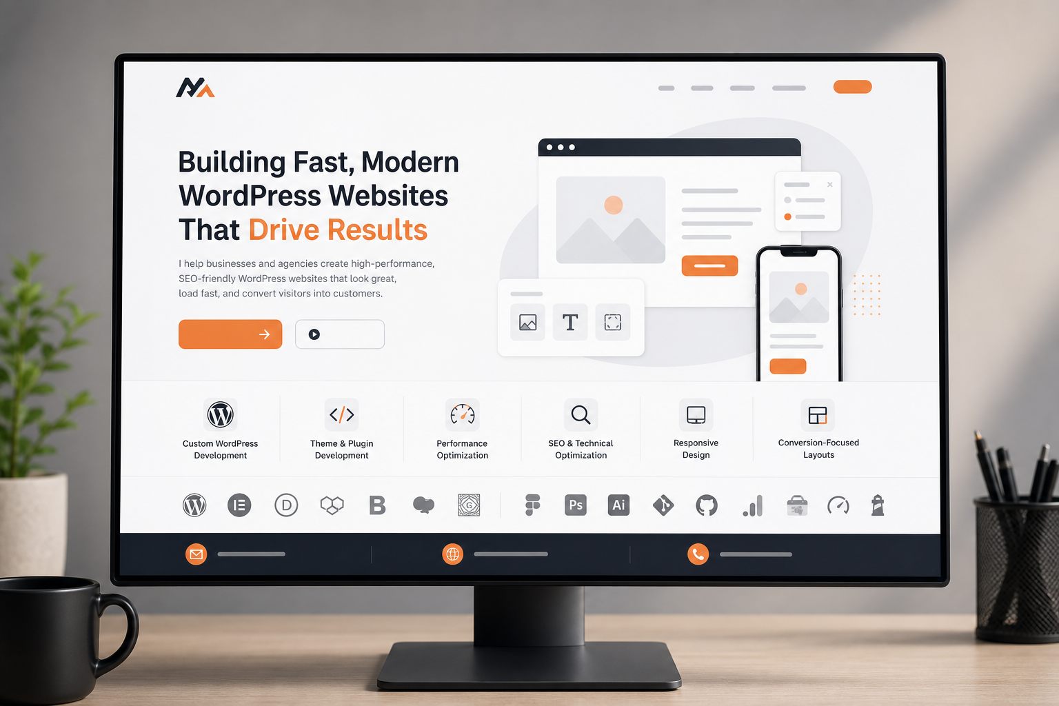 Landing page design mockup