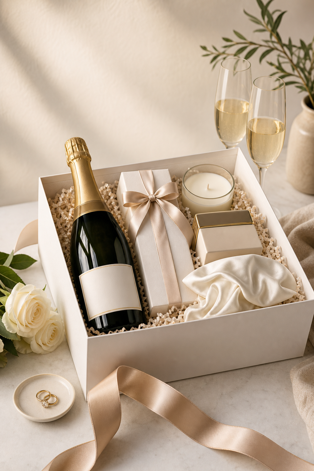 Curated anniversary gift arrangement with elevated presentation