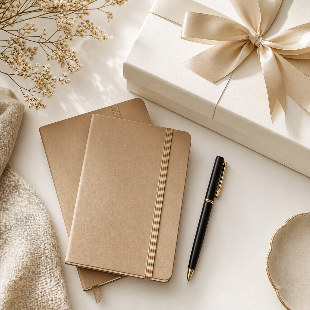 Team gifting set with notebooks and satin bow
