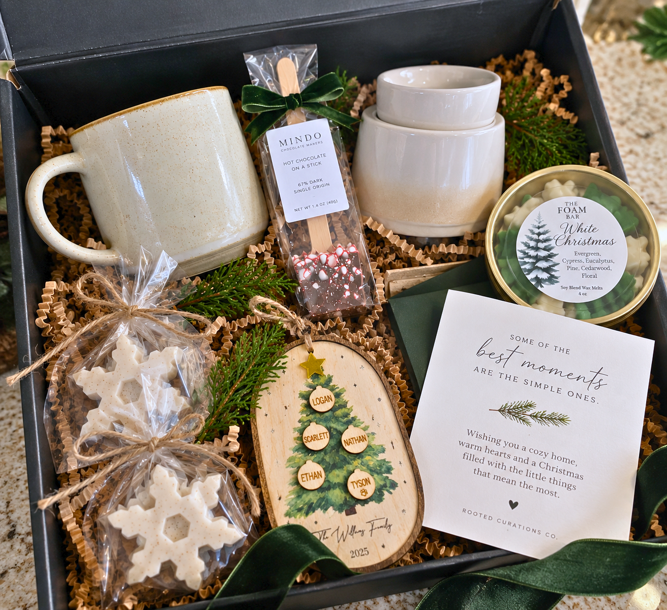 Curated gift box with personalized details and elevated packaging