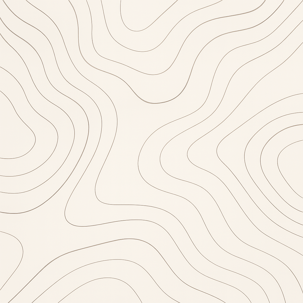 Subtle contour-map line illustration in muted earthy tones