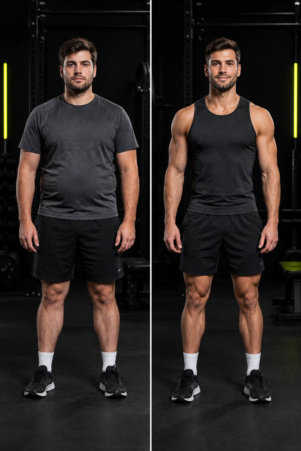 Before and after fitness transformation result for 12-week rebuild