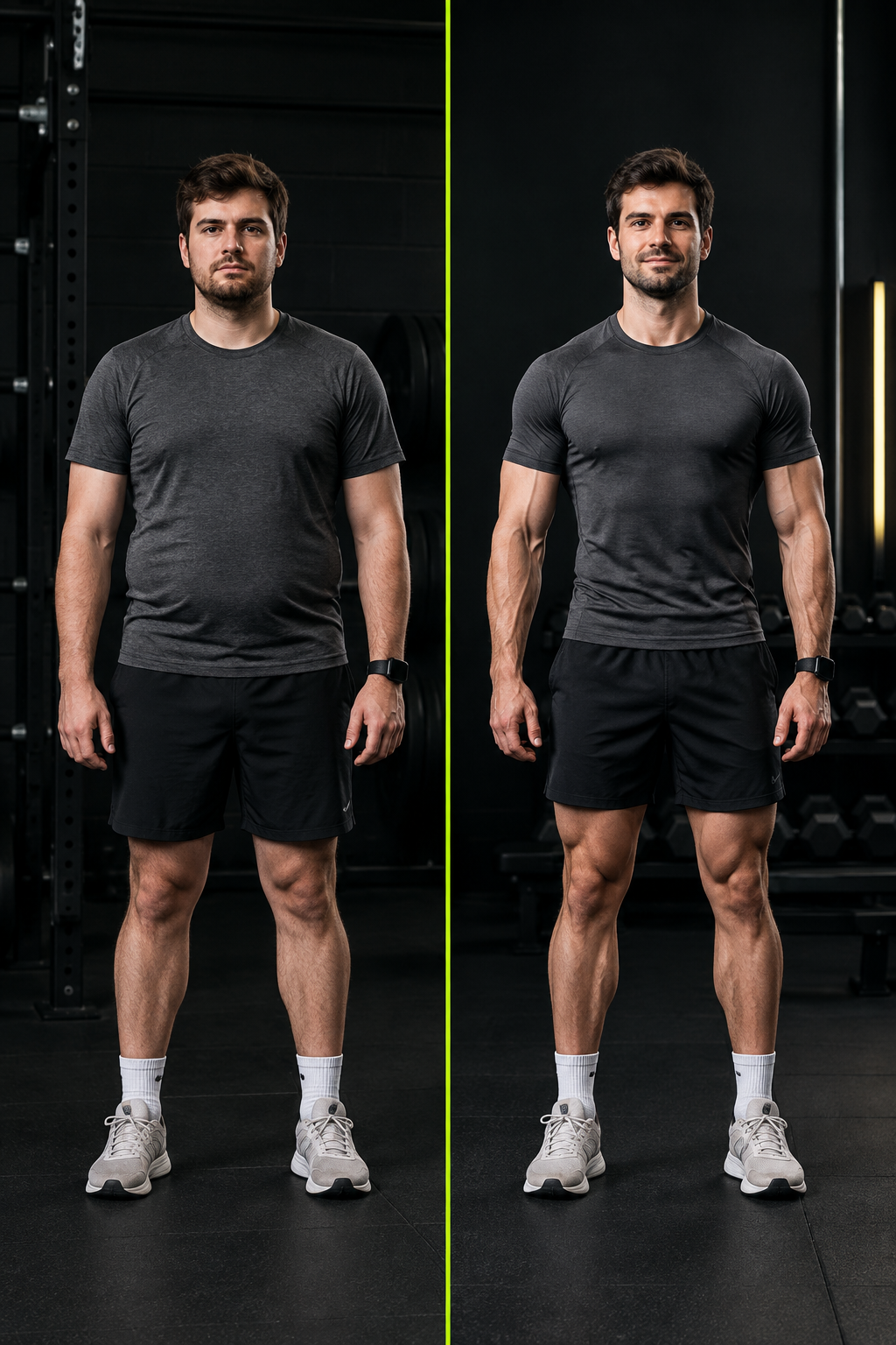 Before and after fitness transformation result for Lifestyle shift
