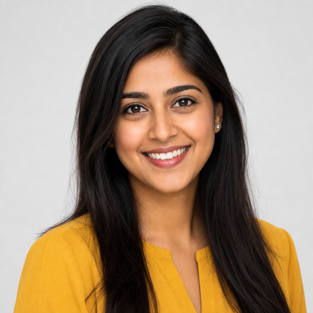 Headshot of Priya Nair, owner of a small consulting agency