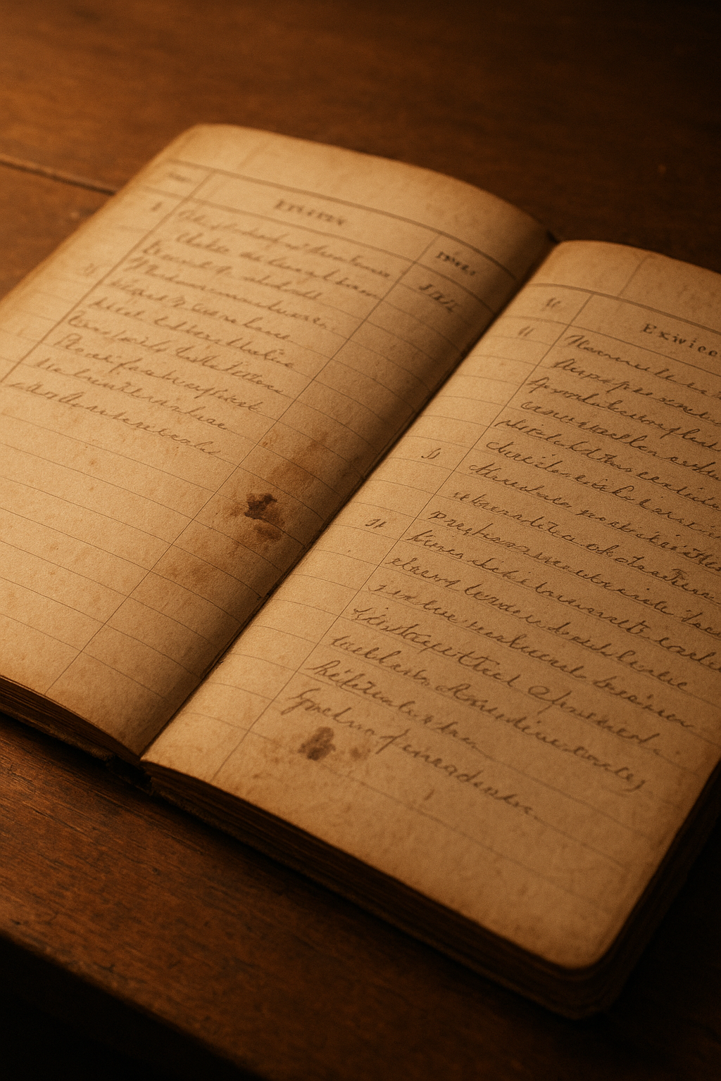 Worn lighthouse keeper ledger with handwritten duty entries, dates, and weather columns