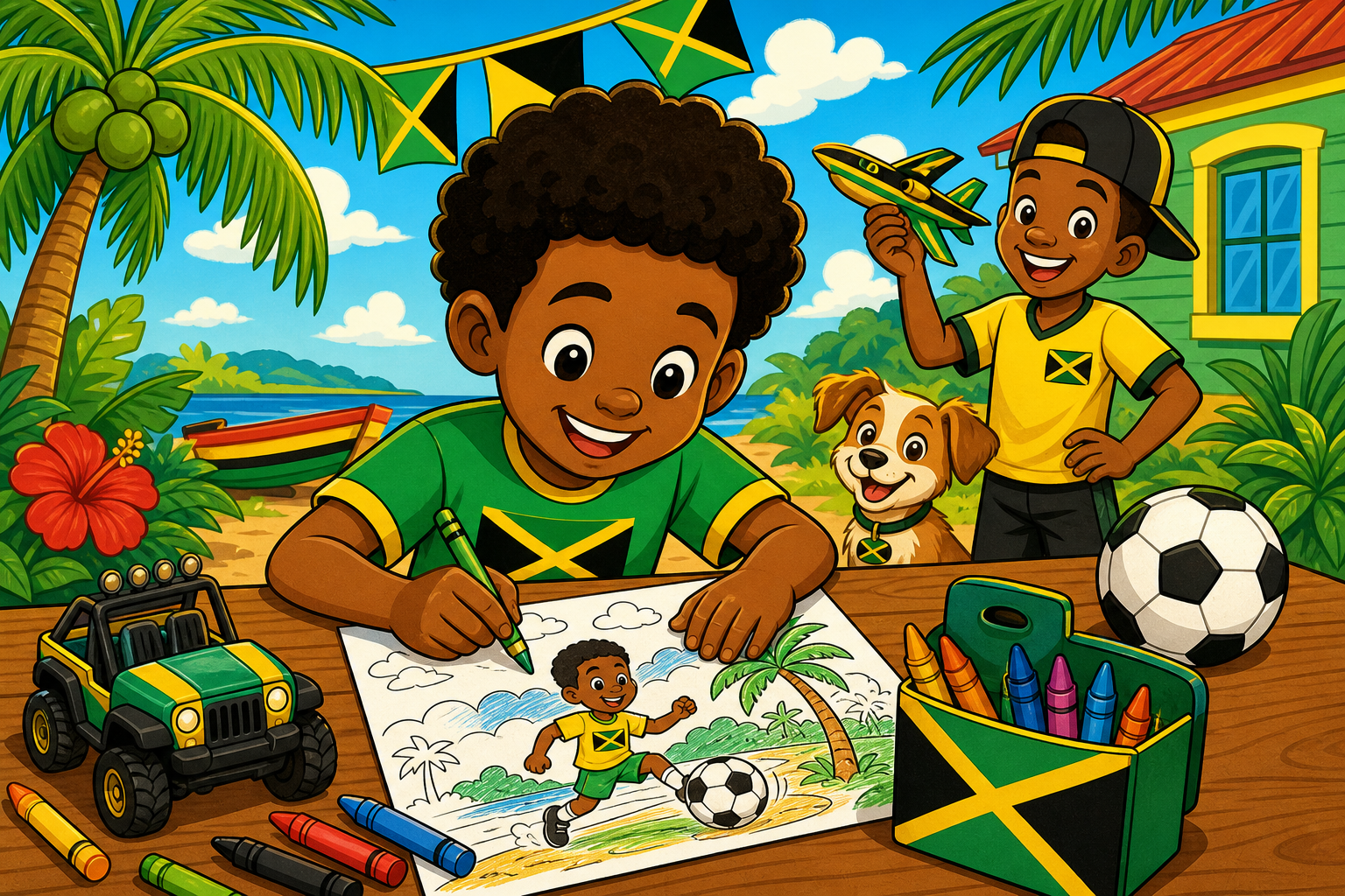Colorful preview illustration for Boys Coloring Page