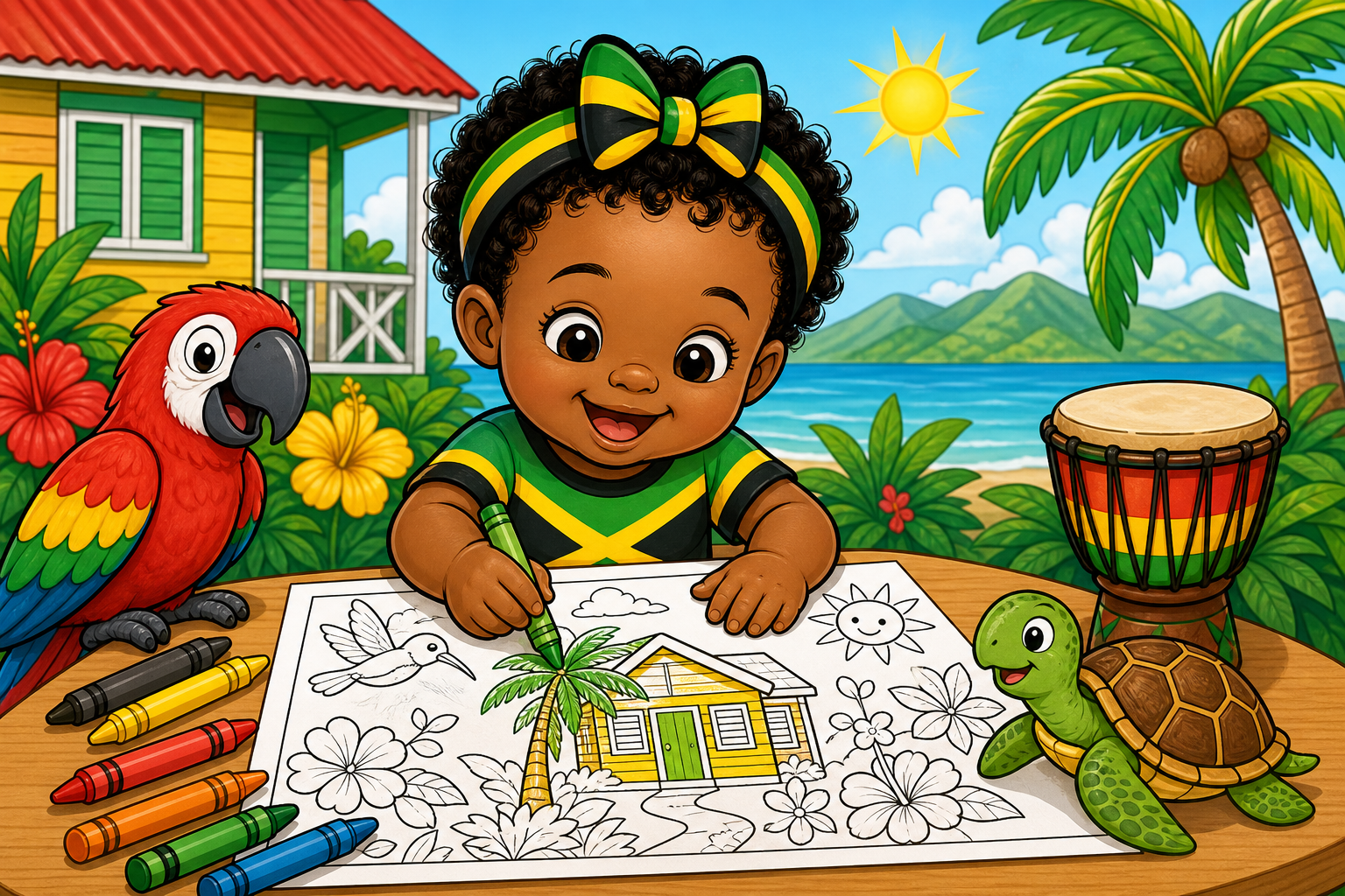 Colorful preview illustration for Baby Coloring Page